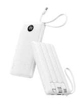 VRURC portable charger with built-in cables for iPhone and Android, ideal for travel.