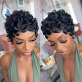 VRZ Pixie Cut Wig Brazilian curly front view for daily wear