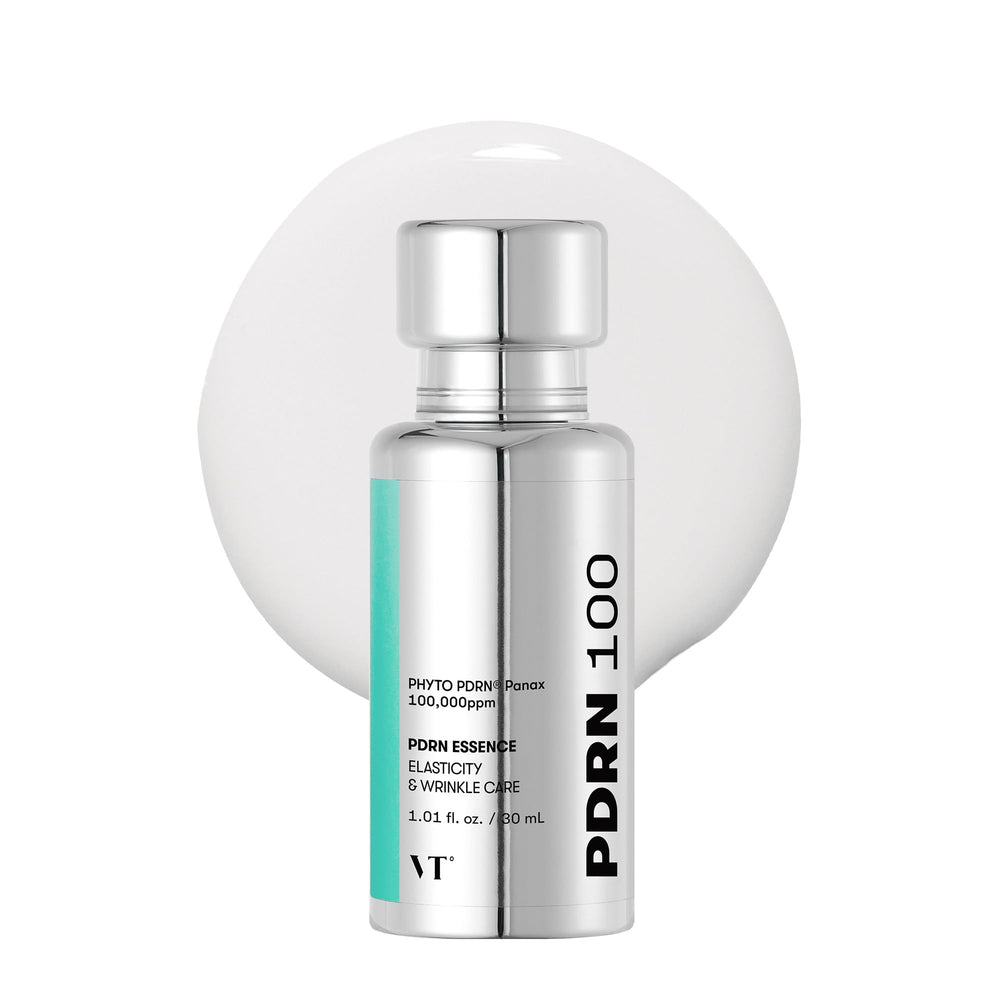 VT COSMETICS PDRN 100 Essence bottle shows milky serum for radiant skin