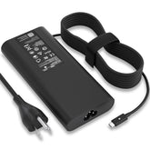 VVOX347 Dell 130W USB-C charger front view, compact and travel-ready.