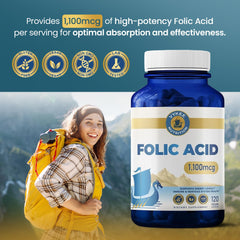 Vykee Nutrition Folic Acid bottle with QR code for purity transparency.
