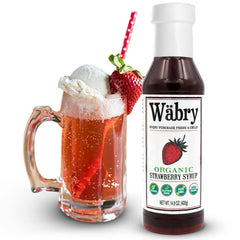 Wabry Strawberry Syrup snow cone topping for refreshing, fruity treat