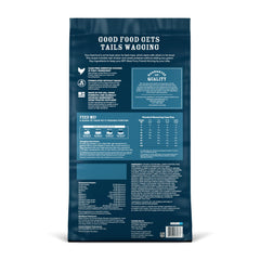WAG Dry Dog Food kibble close-up reveals grain-free texture and meat-forward recipe.