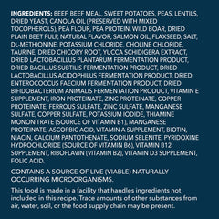 Wag Dry Dog Food grain-free label communicates no added grains for dogs.