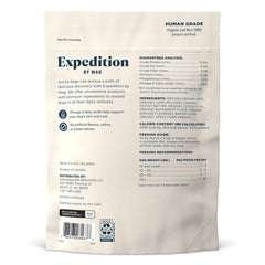 Wag Expedition organic non-GMO ingredients label highlighting clean nutrition.