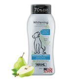 Wahl White Pear Shampoo bottle highlighting a pet-friendly brightening formula.