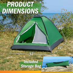 Wakeman 2-person dome tent door open for easy entry and airflow