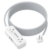 Waksmart flat plug extension with braided cord for durable, clutter-free setup