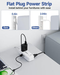 Waksmart ultra-thin flat plug with 45-degree angle behind furniture