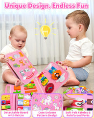 Walenty Busy Board with soft wool felt for safe toddler exploration.