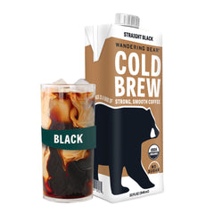 Wandering Bear extra strong cold brew 32oz carton, bold flavor and shelf-stable convenience.