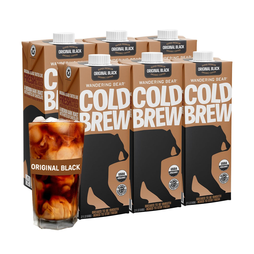 Wandering Bear Straight Black bottle front shows bold unsweetened cold brew readiness
