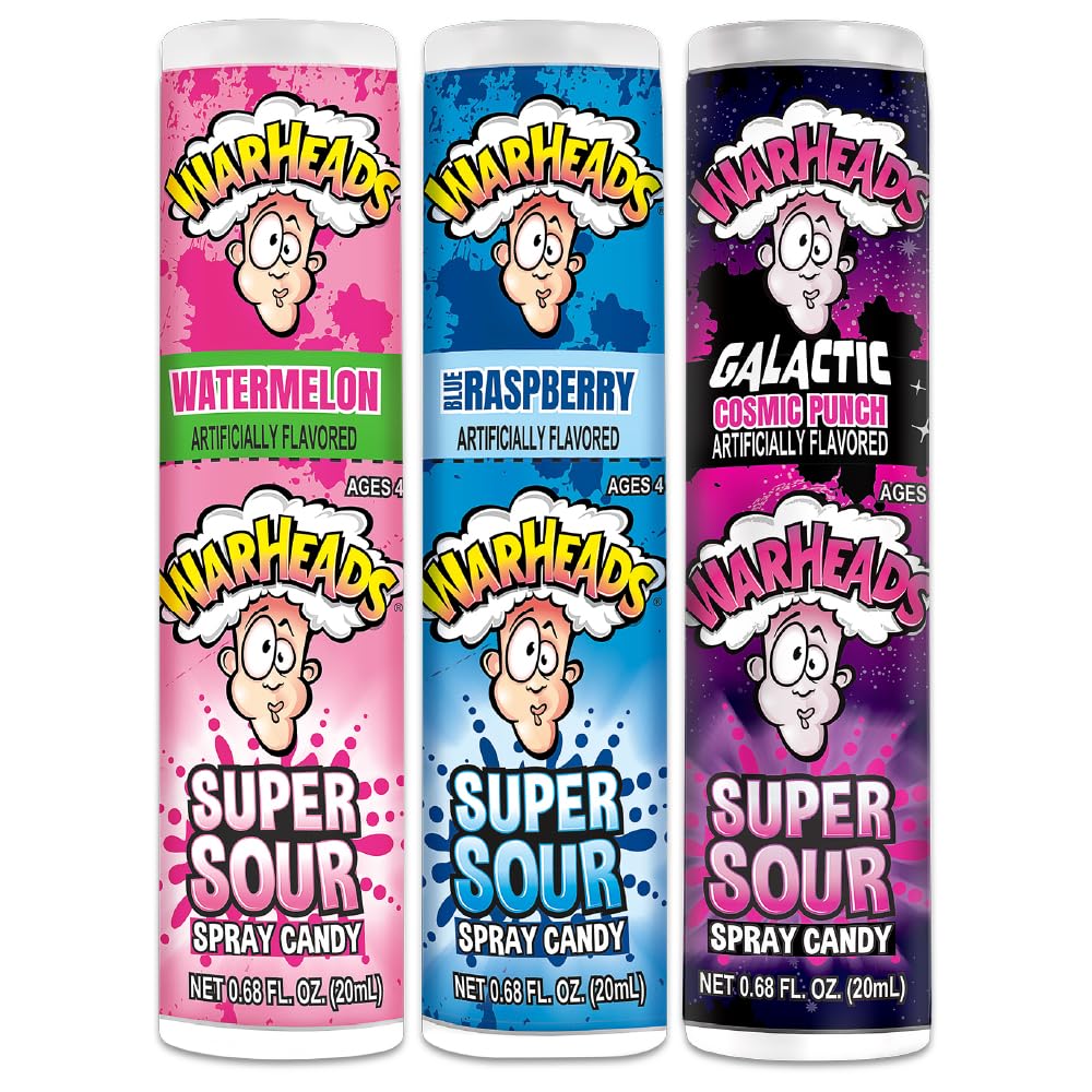 Warheads Super Sour Spray Blue Raspberry bottle for bold tart flavor on the go.