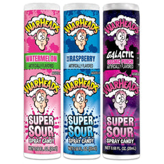 Warheads Super Sour Spray Blue Raspberry bottle for bold tart flavor on the go.