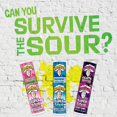 Warheads Super Sour Spray Green Apple bottle highlighting zingy tang for parties.