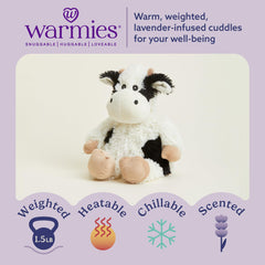 Warmies cow plush offers a cooling touch for refreshment on warm days.