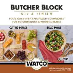 Watco Butcher Block Oil & Finish dries to the touch quickly for handling