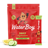 Waterboy Daily Hydration cucumber citrus stick delivering refreshing electrolytes for daily wellness.