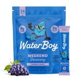 Waterboy Weekend Recovery packaging shown for on-the-go hydration and convenience.