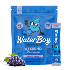Waterboy Weekend Recovery packaging shown for on-the-go hydration and convenience.