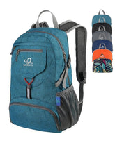 WATERFLY 20L foldable backpack unfolded on table, ready for travel
