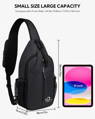 WATERFLY sling bag with side mesh pocket for a compact bottle.