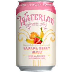 Waterloo Banana Berry Bliss label closeup reveals natural ingredients and flavor notes