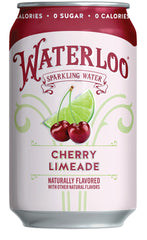 Waterloo Cherry Limeade pack of 12 cans on desk for guilt-free sipping