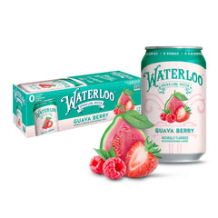 Waterloo Sparkling Water Guava Berry bottle close-up, ideal for daily refreshment on-the-go.