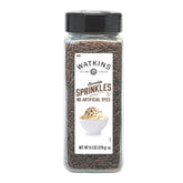 Watkins chocolate sprinkles packaging close-up highlighting natural colorings.