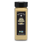 Watkins Organic Onion Powder bottle displaying premium seasoning for recipes