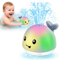 WAVISA light up whale bath toy sprinkler brightens bath time with spray and lights.