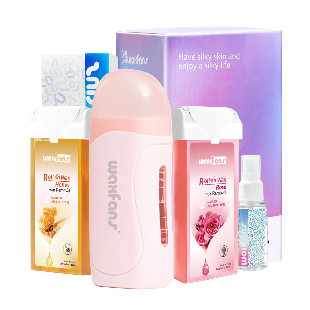 Waxfans Roll-On Wax Kit roller head for quick, smooth full-leg waxing at home.
