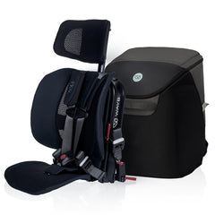 WAYB Pico travel car seat folded for compact airport storage and easy transport.