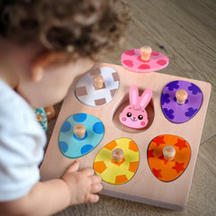 Waybla Easter Puzzle Carrot piece in orange encourages hand-eye coordination