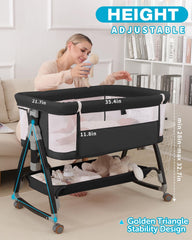 Wayfong bassinet on smooth wheels for bedside mobility