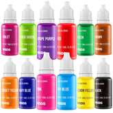 Wayin bottle-pour close-up shows vivid color for cake decorating and fondant.