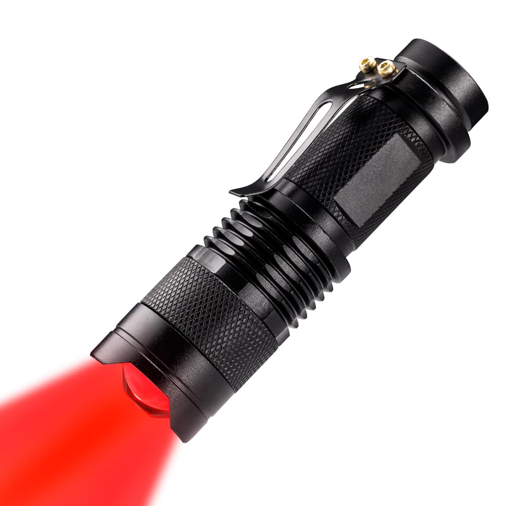 Wayllshine red flashlight beam 150-yard illuminates distant targets for nature observation.