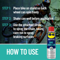 Chain being lubricated with WD-40 BIKE for smoother shifting.