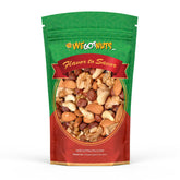 We Got Nuts raw deluxe mixed nuts in a bag; convenient resealable packaging for on-the-go snacking.