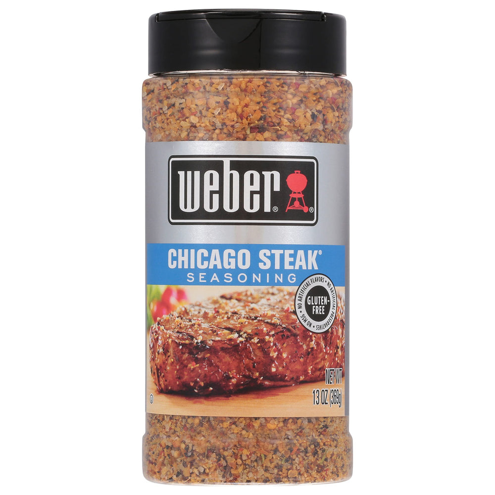 Weber Chicago Steak Seasoning bottle front view enhances bold grill flavor