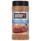 Weber Chicago Steak Seasoning bottle front view enhances bold grill flavor