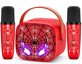 Webspidee mini karaoke machine front view with LED lights for family fun