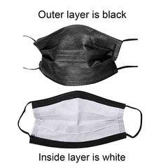 WeColor black 3-ply mask with nose clip reduces eyeglasses fog during wear.