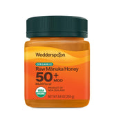 Wedderspoon Manuka honey 50+ MGO jar—rich organic energy booster for daily routines.