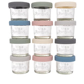 WeeSprout 4oz glass baby food jars with lids showcased for batch prep and storage.