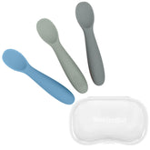 WeeSprout baby spoons 3-pack with carrying case for easy on-the-go feeding.