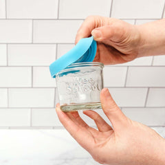 WeeSprout 4oz jars feature embossed measurement markers for precise portions.