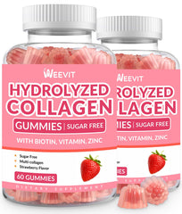 Weevit sugar-free collagen gummies jar for daily beauty support.