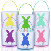 Weewooday Easter Bunny Basket Bags six-pack in bright colors for egg hunts.